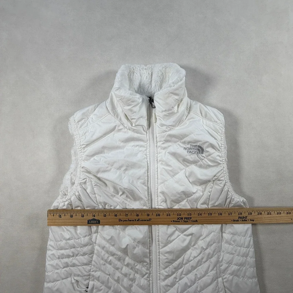 The North Face Womens Large Mossbud Swirl Reversible Vest White Quilted Fleece